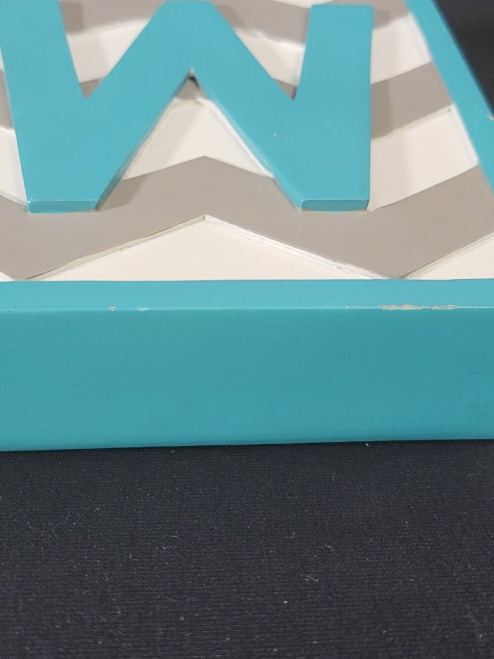 The Spring Shop Monogram W Aqua Chevron Decorative Block Spring 2014 - Picture 8 of 15